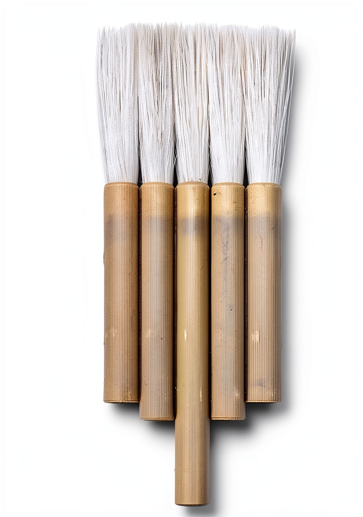 'Handmade goat hair watercolor brush in light brown color'