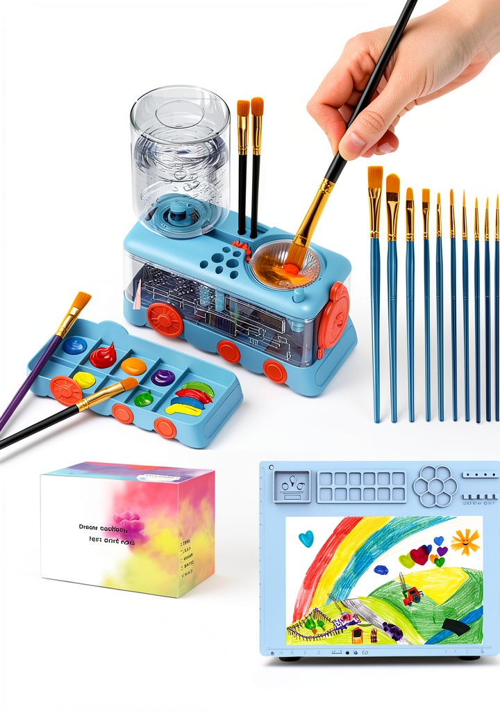 Generic Kids Paint Brush Cleaner Set in use on a table