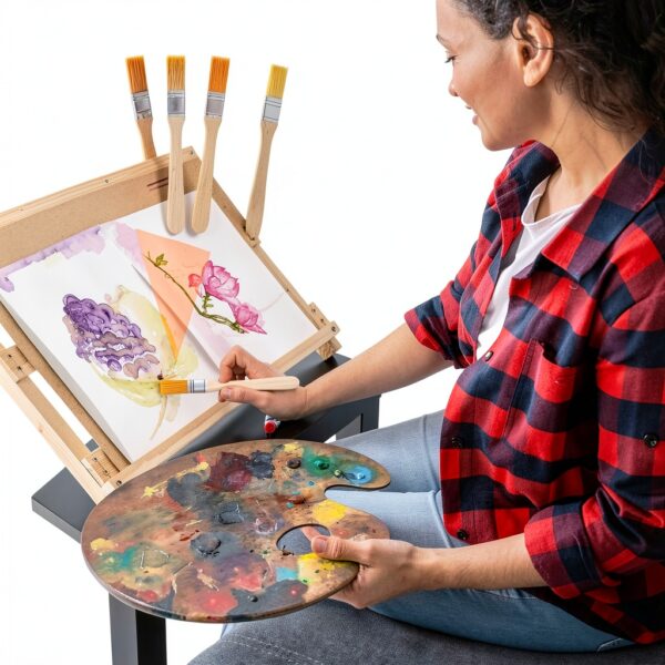 Piriuuo Paint Brushes Nylon Bristles Wood Handle Kids Art-3