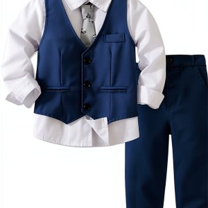 Kimocat Boys Formal Suit Set Cotton Polyester Wedding Party