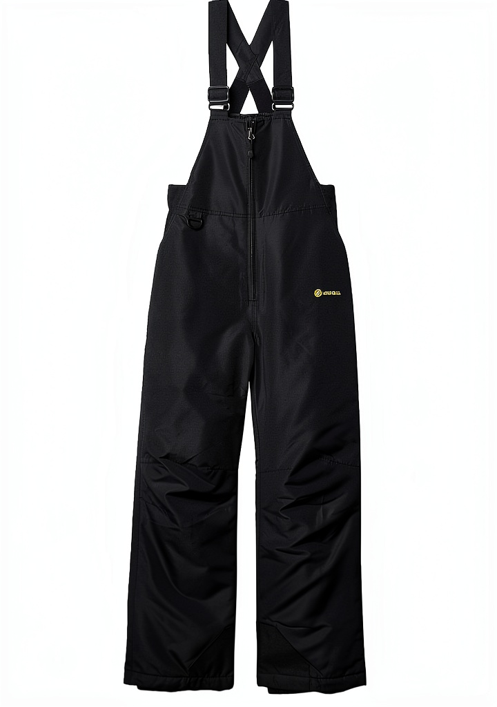 Leadtact boys ski bibs in black on a snowy slope