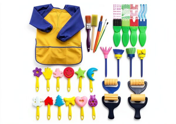 EVNEED Paint Brush Set Sponge Bristles 29 Pieces Kids Art-0