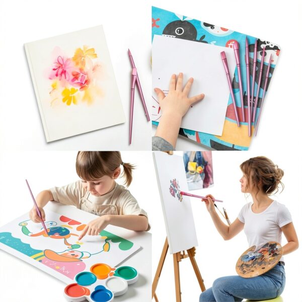 All Purpose Art Brushes 6 Pcs Set Nylon Bristles Kids-3