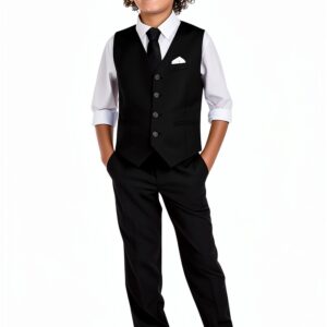 Marvelous Kids Boys Slim Fit Suit Vest Set Formal Wear-0