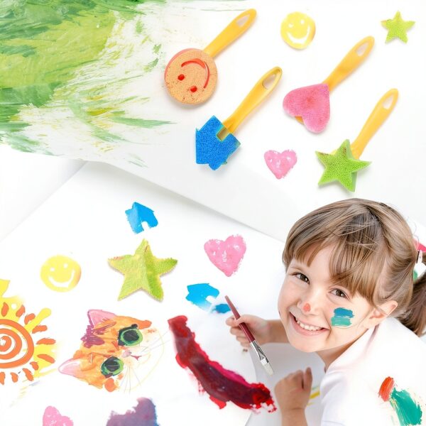 YZNlife Kids Sponge Painting Brushes Plastic Multicolor Set-7