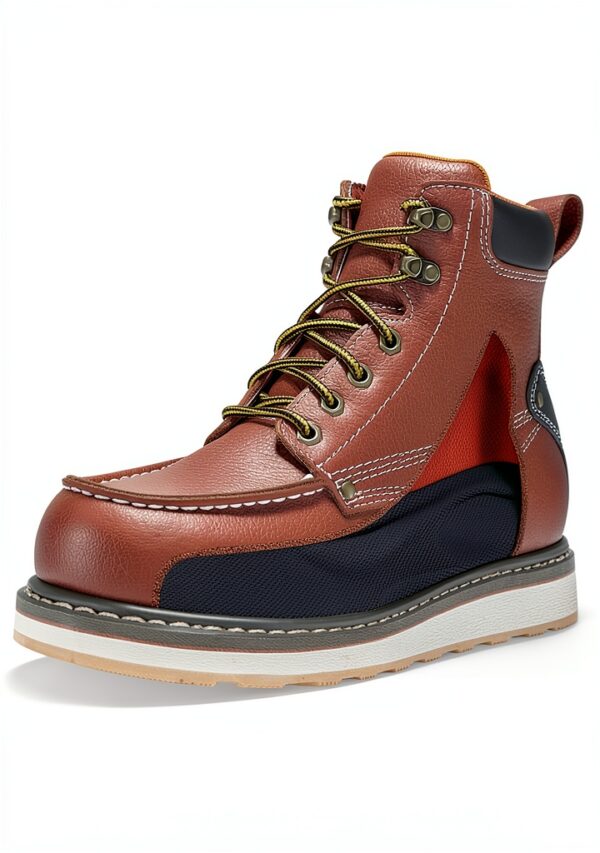 NINGO Mens Work Boots Leather Steel Toe Safety Construction-1