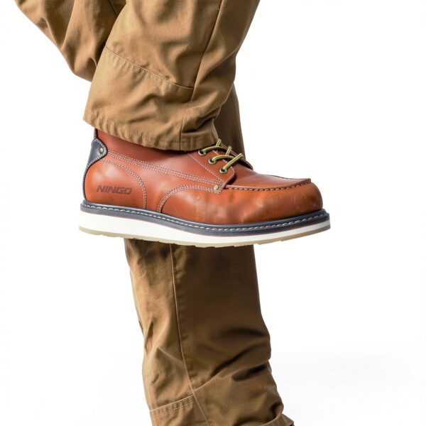 NINGO Mens Work Boots Leather Steel Toe Safety Construction-3