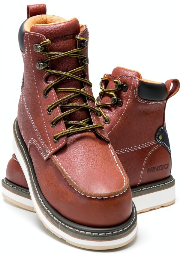 NINGO Mens Work Boots Leather Steel Toe Safety Construction-4
