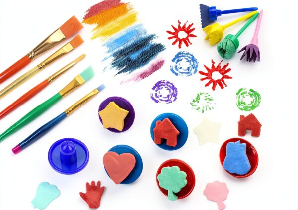 YZNlife Kids Sponge Painting Brushes Plastic Multicolor Set-4